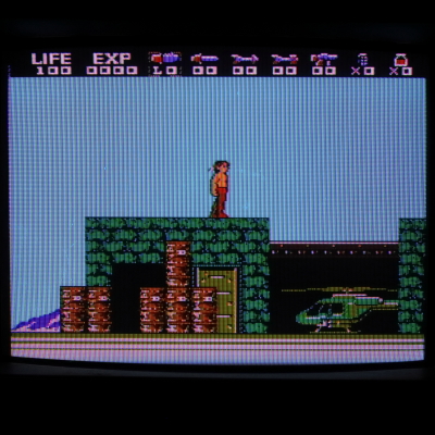 On the friendly army base. The graphics are not impressive but very reminiscent in scale, detail, and function of Zelda II, whose graphics were also at times not impressive.